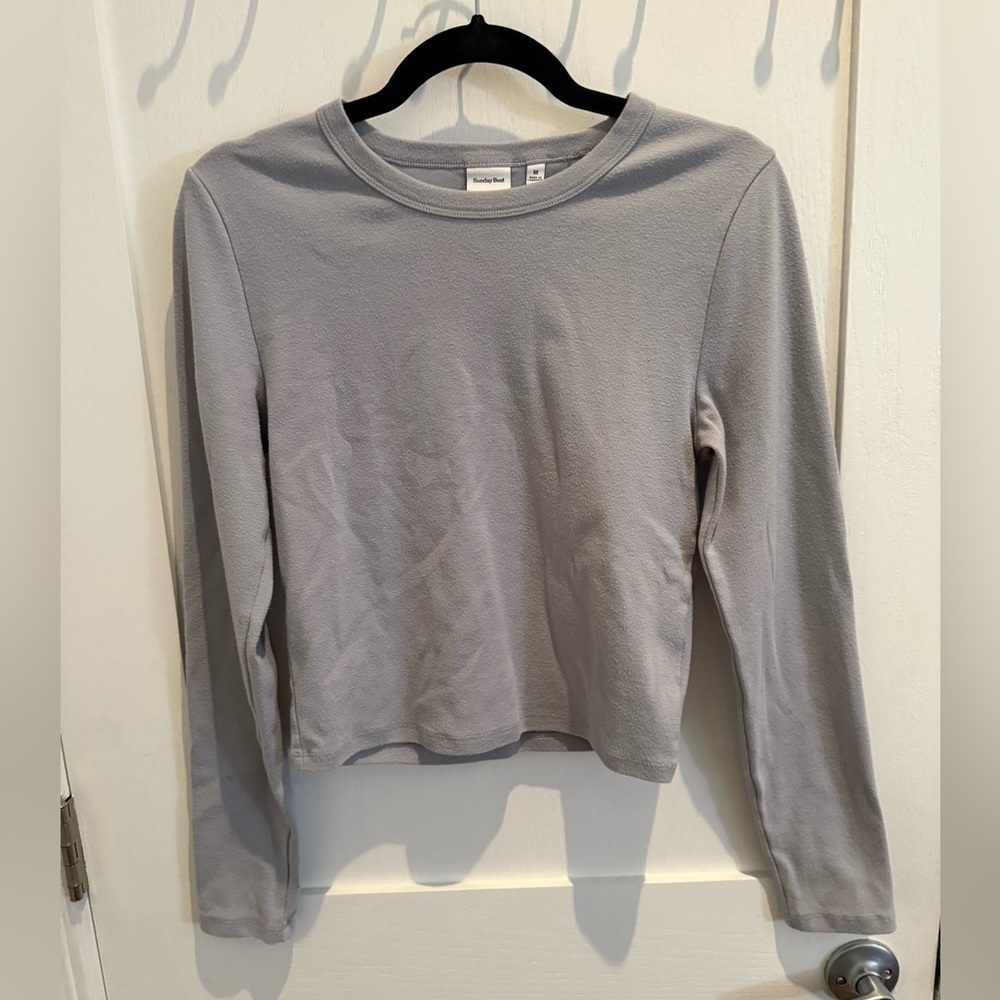 Aritzia Sunday Best Gray Long Sleeve Top M